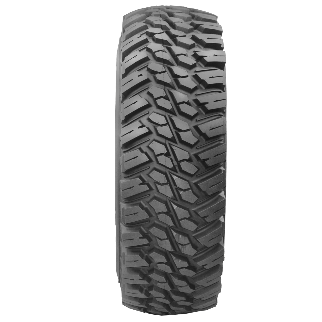 Full frontal view of Mongrel SQ ATV/UTV tire, showcasing its comprehensive tread pattern, designed for superior traction across varied landscapes, promising a safe and reliable off-road experience.