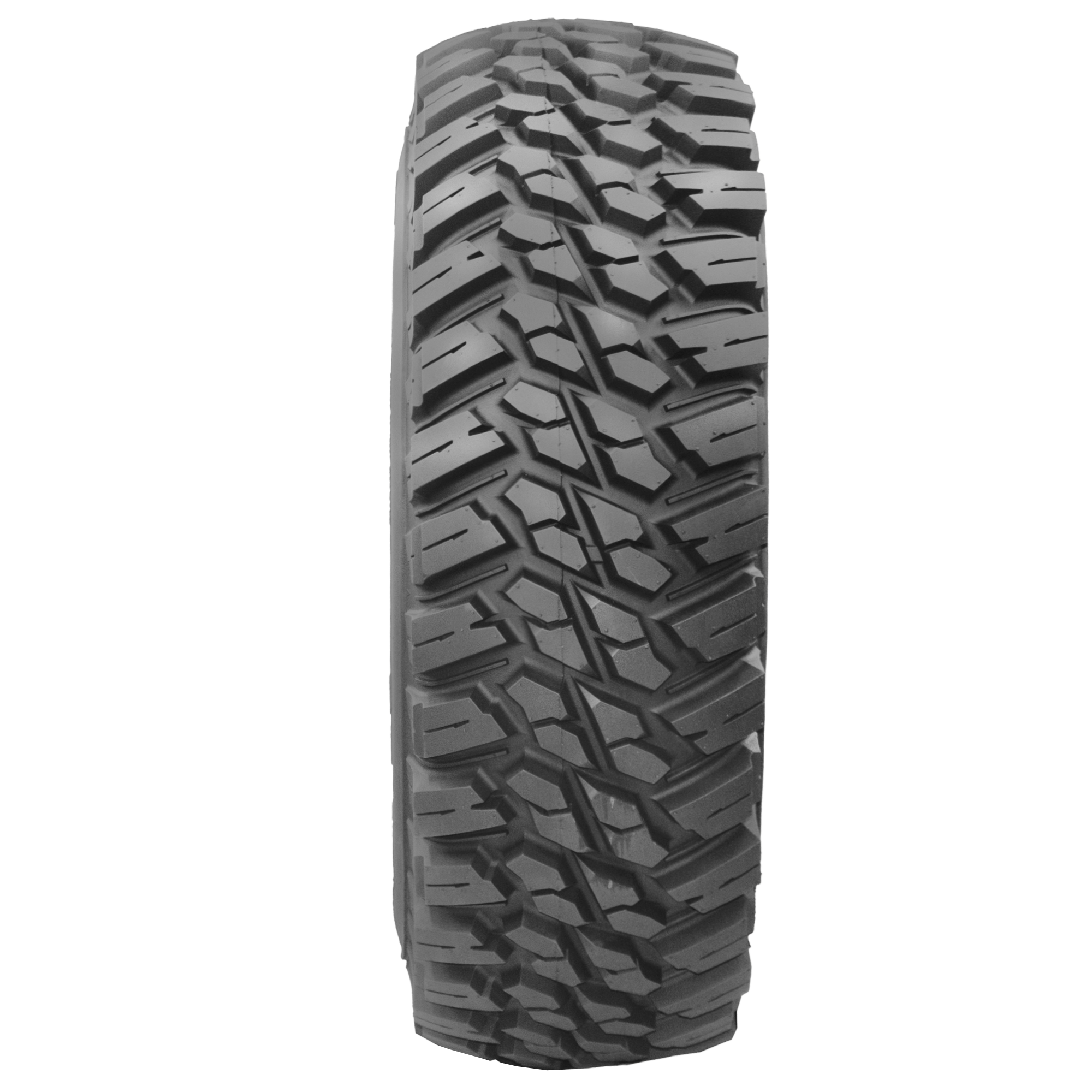 Full frontal view of Mongrel SQ ATV/UTV tire, showcasing its comprehensive tread pattern, designed for superior traction across varied landscapes, promising a safe and reliable off-road experience.