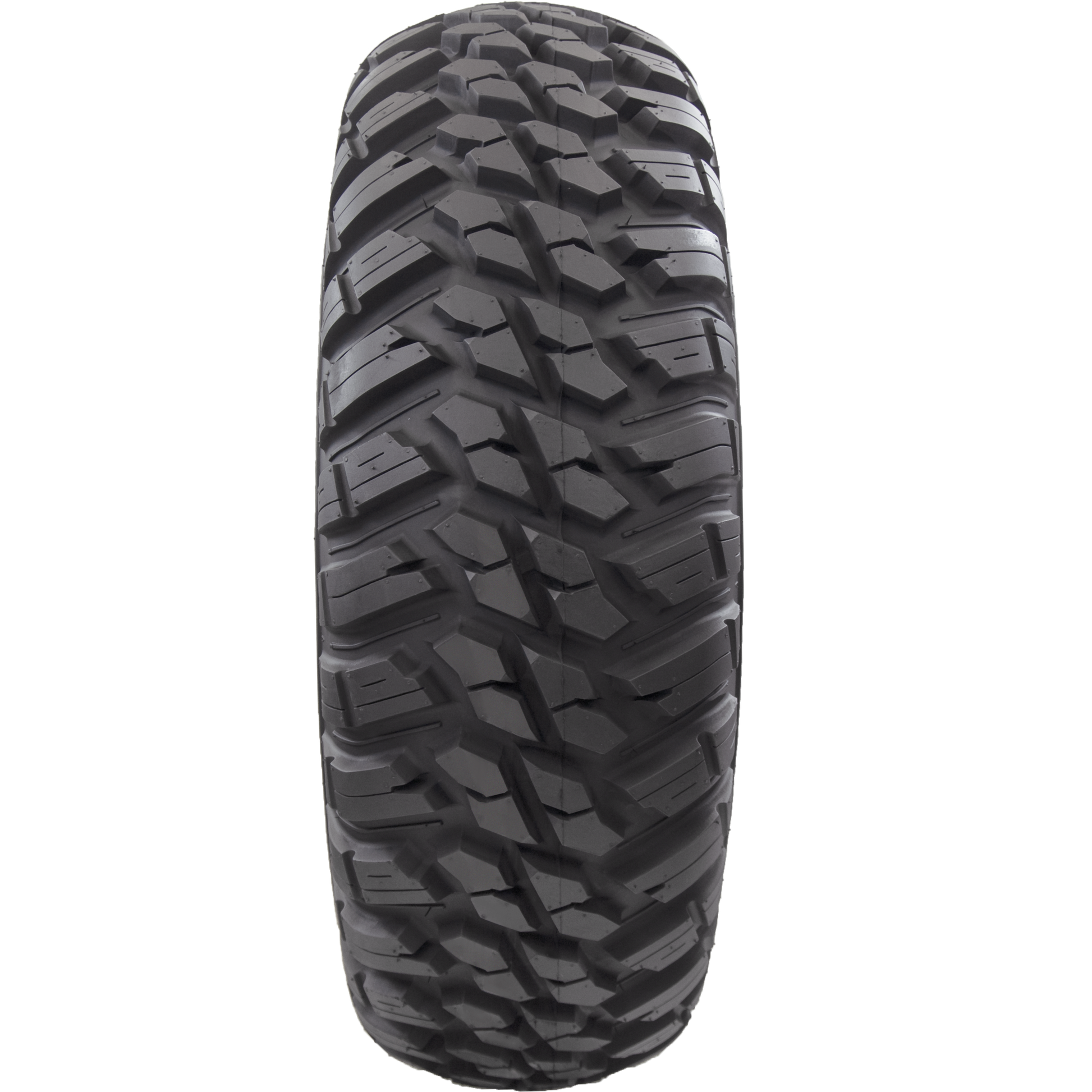 Full frontal view of Mongrel ATV/UTV tire revealing its full coverage tread pattern, offering unparalleled traction and stability across diverse landscapes.